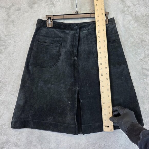 Lilly Pulitzer Suede Skirt Womens 8 Charcoal A-Line Washable Pig Suede Pockets - Picture 10 of 11